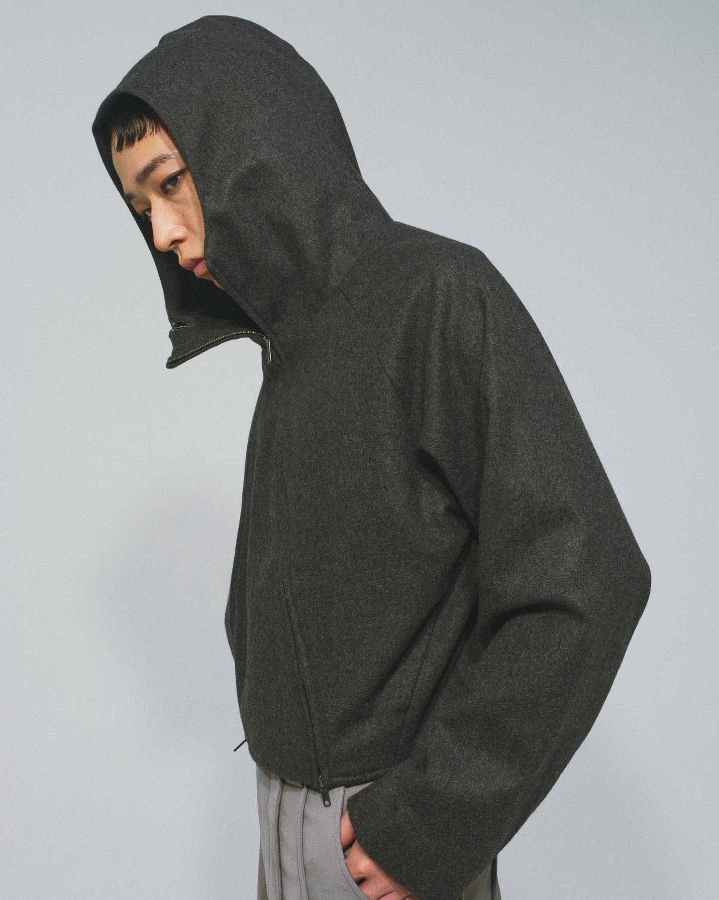 MELTON HOODED JACKET